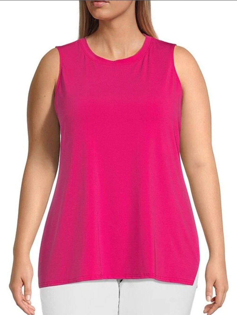 Ali Miles Hot Pink Sleeveless Crewneck Tank
